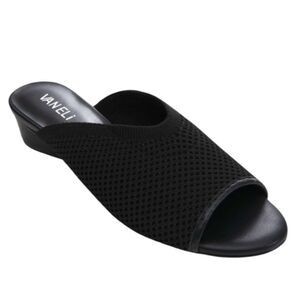 Vaneli Finn Stretch Knit Slide Size 7N Black Comfort Mule Low Heel Narrow Fit